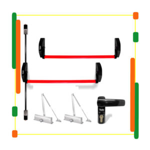 COMBO DOBLE ORLANDO ROJO (INCLUYE BARRA 1 PTO ORLANDO 7134 + BARRA 2 PTO 7137 + MANIJA ORION 7131 + 2 UND CIERRAPUERTA 8320 80KG)